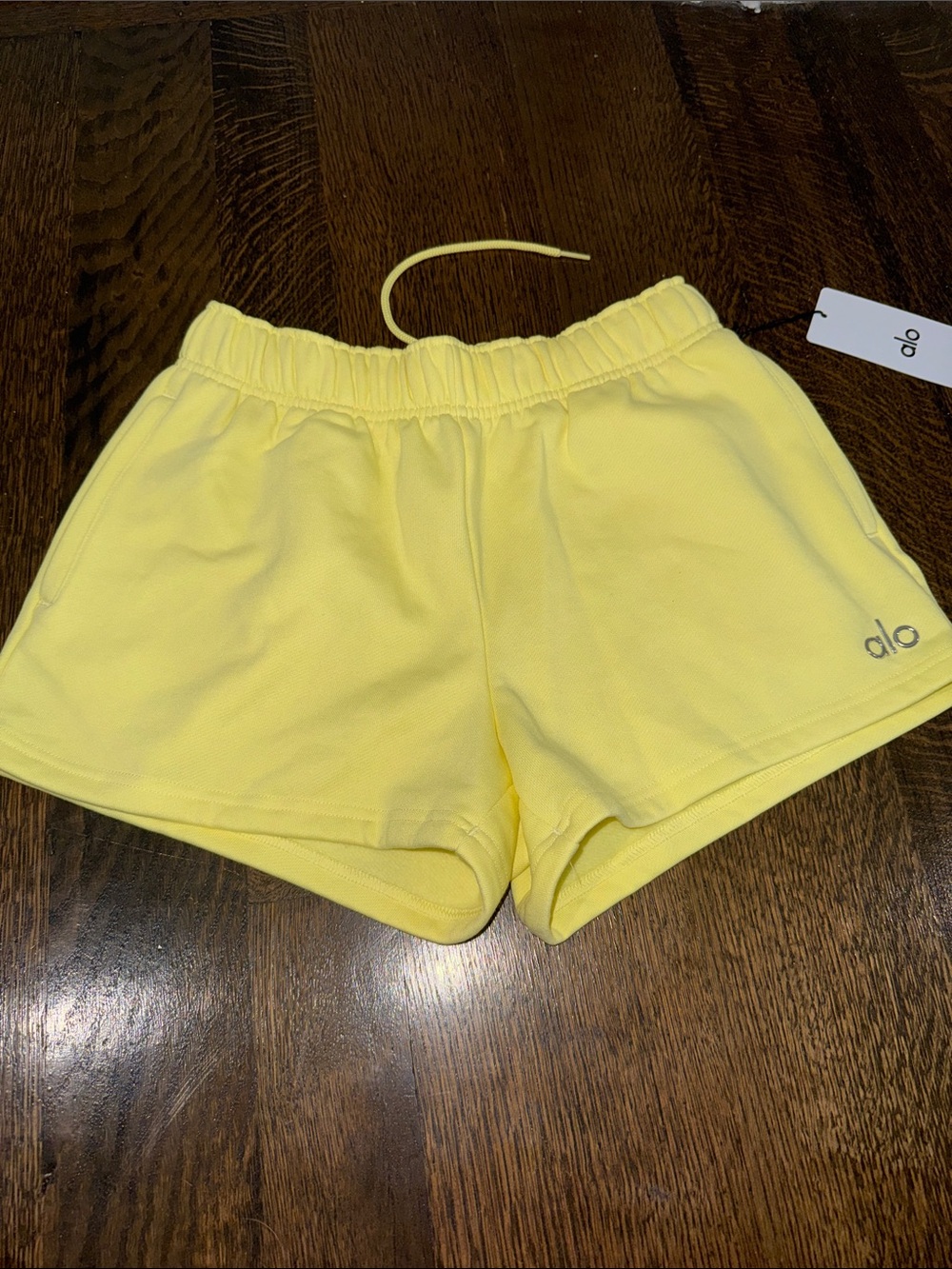 ALO Yoga Pale Yellow Drawstring Athletic Shorts